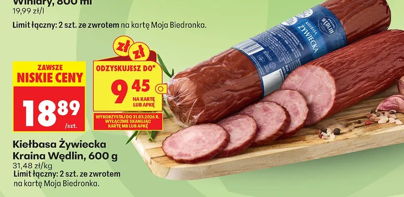 Kiełbasa żywiecka Agro rydzyna promocja w Biedronka