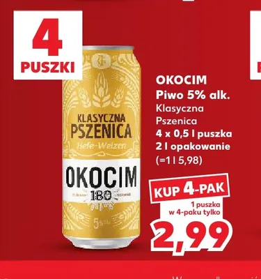Piwo Okocim Klasyczna Pszenica 4-pak 500 ml promocja w Kaufland