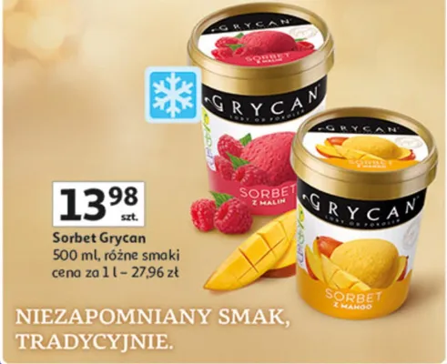 Sorbet Grycan, różne smaki promocja w Auchan