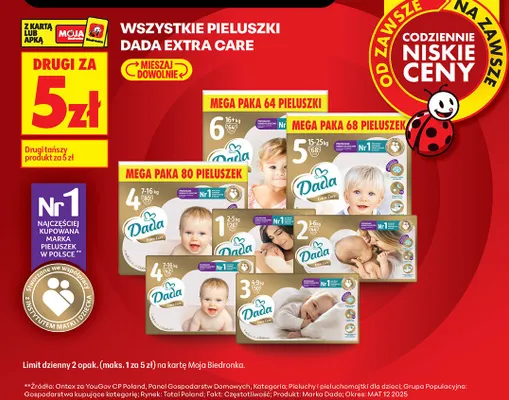 Pieluszki Dada Extra Care promocja w Biedronka