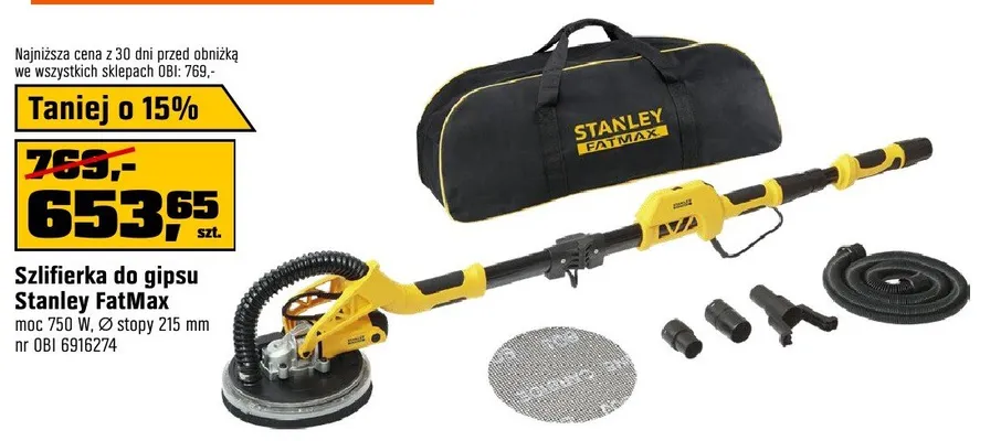 Szlifierka do gipsu moc 750 W, Ø stopą 215 mm promocja w OBI