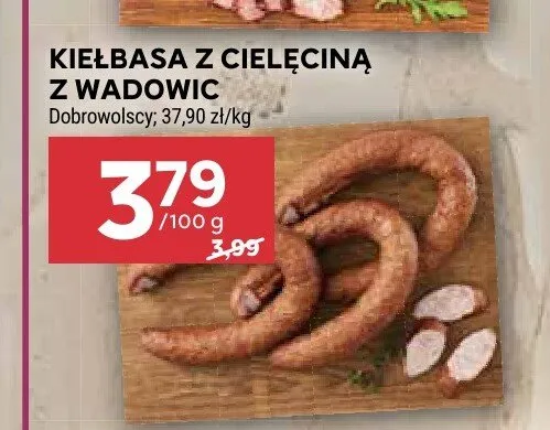 Kiełbasa z cielęciną z Wadowic Dobrowolscy promocja w Stokrotka