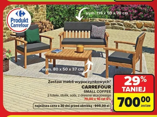 Zestaw mebli wypoczynkowych Carrefour Small Coffee promocja w Carrefour
