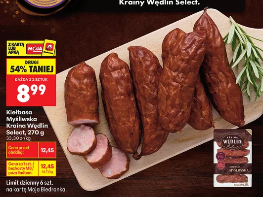 Kiełbasa Myśliwska Kraina Wędlin Select promocja w Biedronka