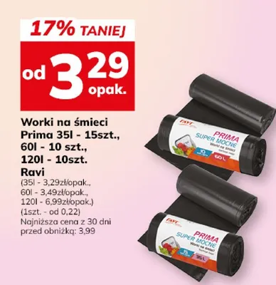 Worki na śmieci Prima 35l - 15szt., 60l - 10 szt., 120l - 10szt. promocja w Hitpol