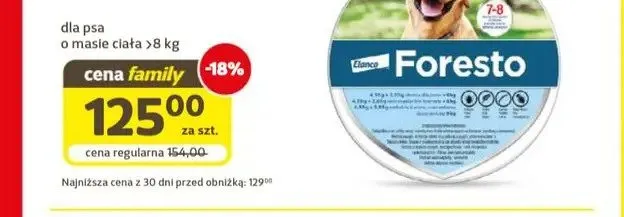 Obroża przeciw pchłom i kleszczom dla psa Foresto o masie ciała > 8 kg promocja w Super Zoo