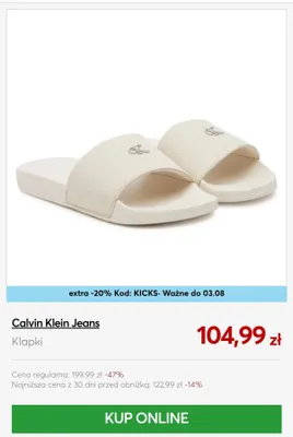 Klapki Calvin Klein Jeans promocja w eobuwie.pl