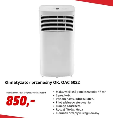 Klimatyzator przenośny OK. OAC 5022 promocja w Media Markt