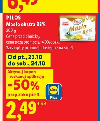 Masło ekstra Pilos 83% promocja w Lidl