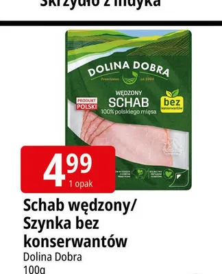 Szynka bez konserwantów Dolina Dobra promocja w Leclerc