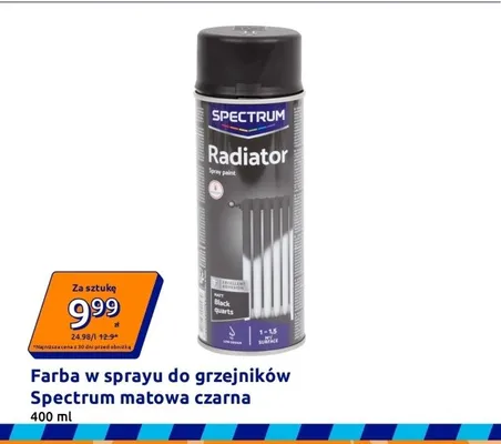 Farba w sprayu do grzejników Spectrum matowa czarna promocja w Action