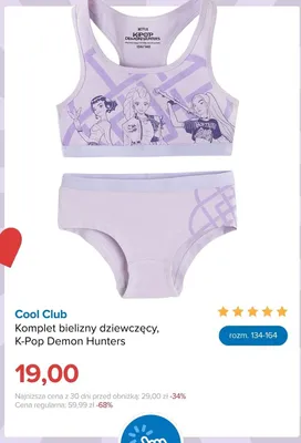 Komplet bielizny dziewczęcej Cool Club K-Pop Demon Hunters promocja w Smyk