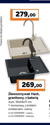 Zlewozmywak Hack granitowy z baterią beżowy Kuchinox promocja w Bricoman