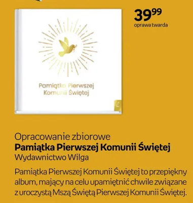 Książka Pamiątka Pierwszej Komunii Świętej oprawa twarda Wydawnictwo Wilga promocja w Empik