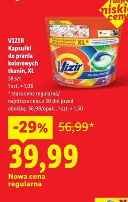 Kapsułki do prania kolorowych tkanin VIZIR XL promocja w Lidl