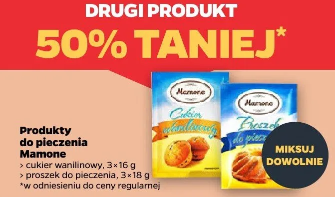 Produkty do pieczenia Mamone > cukier wanilinowy, 3×16 g > proszek do pieczenia, 3×18 g promocja w Netto