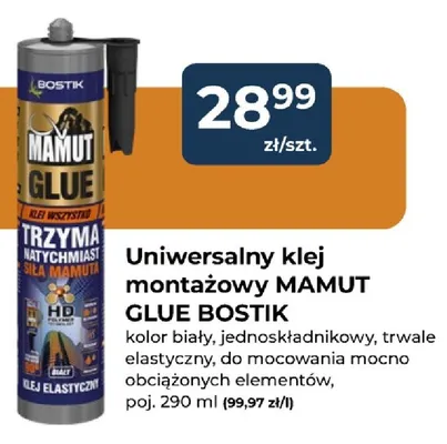 Uniwersalny klej montażowy Mamut Glue Bostik promocja w PSB Mrówka