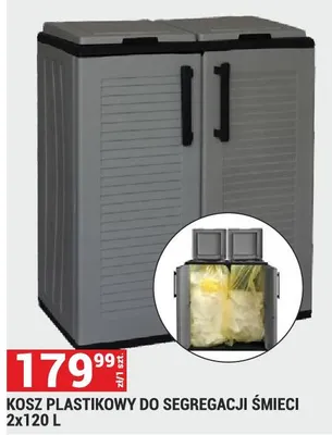 Kosz plastikowy do segregacji śmieci 2x120 l promocja w Merkury Market