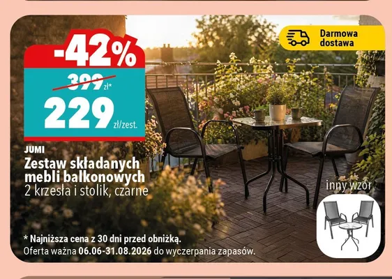 Zestaw składanych mebli balkonowych Jumi promocja w Biedronka Home