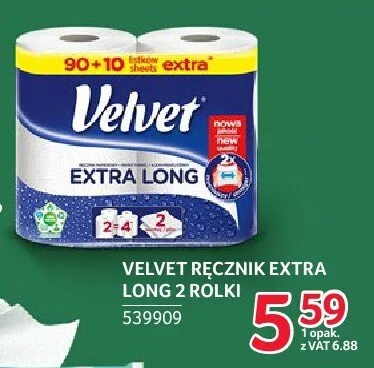 Ręcznik papierowy Velvet Extra Long 2 rolki promocja w Selgros