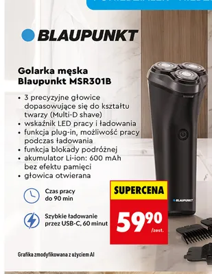 Golarka męska Blaupunkt MSR301B promocja w Biedronka