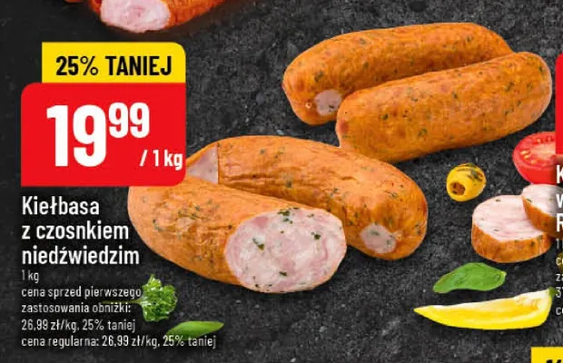 Kiełbasa z czosnkiem niedźwiedzim promocja w POLOmarket