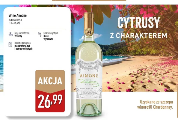 Wino białe wytrawne Aimone promocja w Aldi