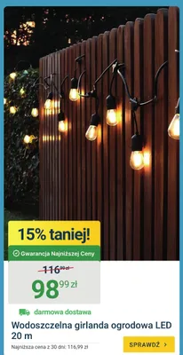 Wodoszczelna girlanda ogrodowa LED 20m promocja w ERLI