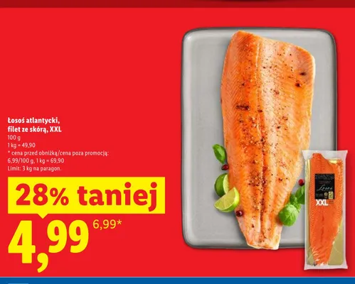 Łosoś atlantycki filet ze skórą XXL promocja w Lidl