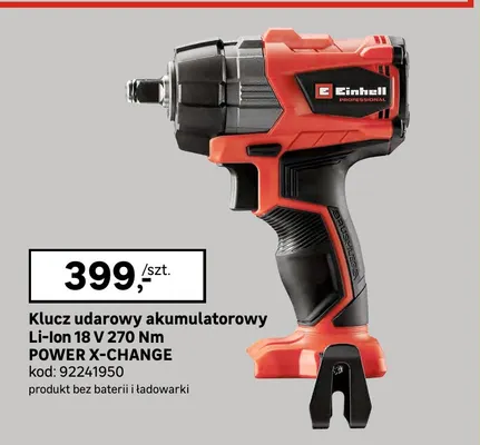 Klucz udarowy akumulatorowy Einhell Power X-Change 270Nm promocja w Leroy Merlin