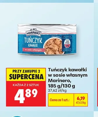 Tuńczyk kawałki w sosie własnym Marinero promocja w Biedronka