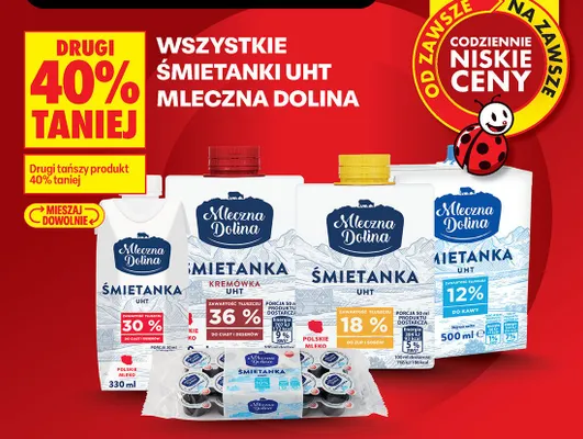 Śmietanka UHT 12% Mleczna Dolina promocja w Biedronka