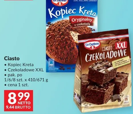 Ciasto Dr.Oetker Kopiec Kreta, Czekoladowe XXL pak. po 1/6/8 szt. x 410/671g promocja w Makro