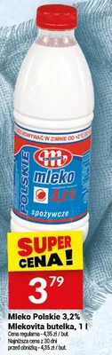 Mleko Polskie 3,2% Mlekovita butelka, 1 l promocja w Twój Market