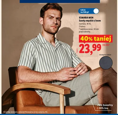 Szorty męskie z lnem Esmara Men promocja w Lidl