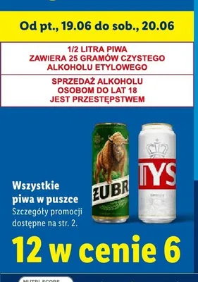 Piwo Żubr promocja w Lidl