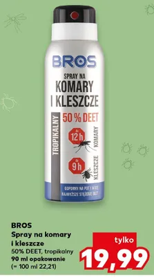 Spray na komary i kleszcze Bros 50% DEET tropikalny promocja w Kaufland