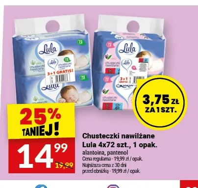 Chusteczki nawilżane Lula alantoina 4-pak 72szt promocja w Twój Market