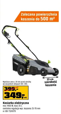 Kosiarka elektryczna moc 1400W kosz 35l centralna regulacja wys. koszenia 25-70mm promocja w OBI