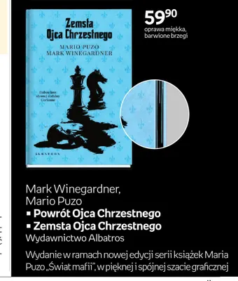 Książka Zemsta Ojca Chrzestnego Mark Winegardner Mario Puzo promocja w Empik