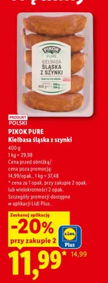 Kiełbasa śląska z szynki Pikok Pure promocja w Lidl