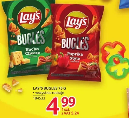 Chipsy Lay's Bugles 75 g wszystkie rodzaje promocja w Selgros