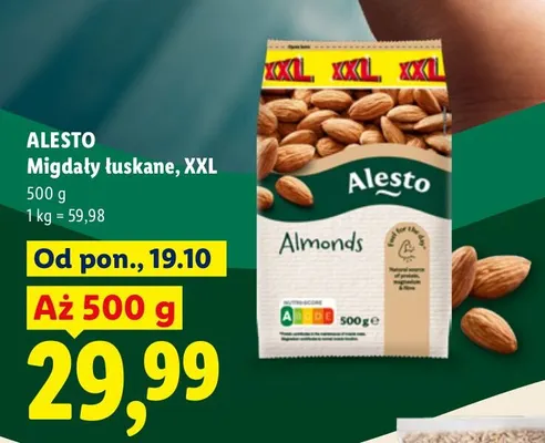 Migdały łuskane XXL Alesto promocja w Lidl
