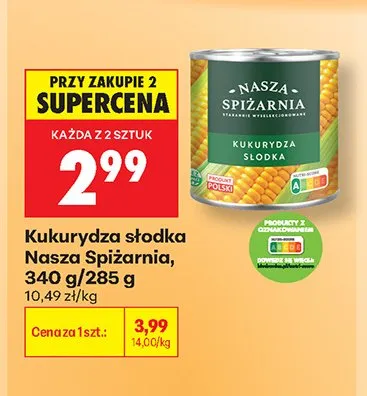 Kukurydza słodka Nasza Spiżarnia promocja w Biedronka
