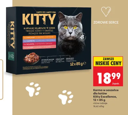 Karma w saszetce dla kotów Kitty Excellence 12-pak 85g promocja w Biedronka