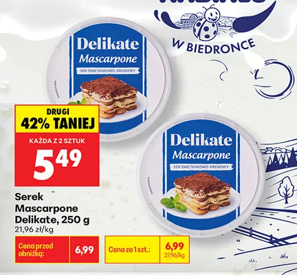 Serek mascarpone Delikate promocja w Biedronka