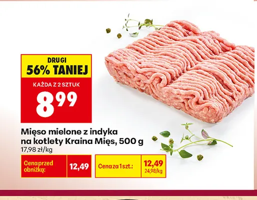 Mięso mielone z indyka na kotlety Kraina Mięs promocja w Biedronka