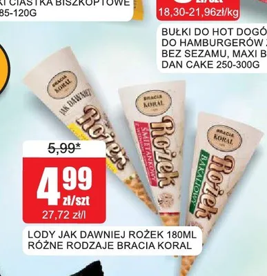 Lody Jak Dawniej Rożek śmietankowy Bracia Koral promocja w Bingo