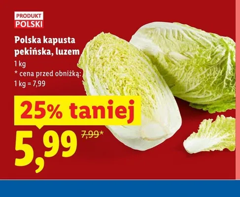 Kapusta pekińska polska luzem promocja w Lidl