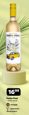 Wino białe półwytrawne Ponto Final Vinho Verde promocja w Netto